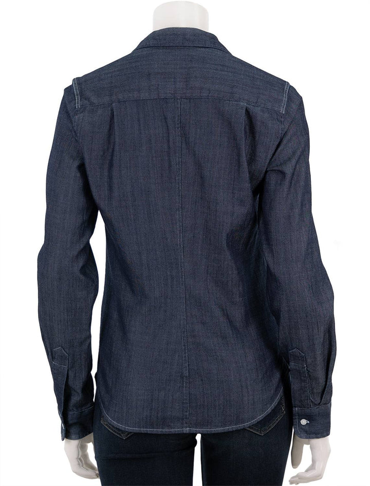 Back view of Frank & Eileen's barry shirt in raw rinse denim.