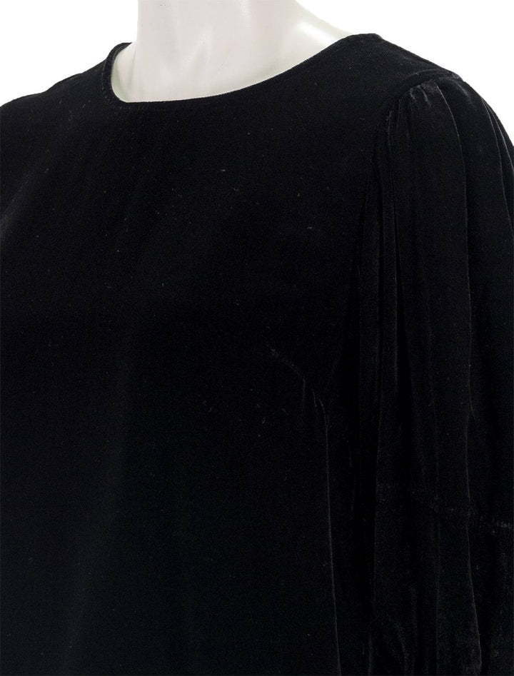 Close-up view of Velvet's nancy shirt in black.