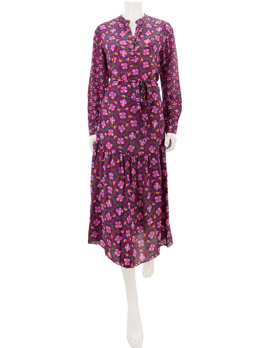 Front view of Saloni's bobbi dress in sorrel wine.