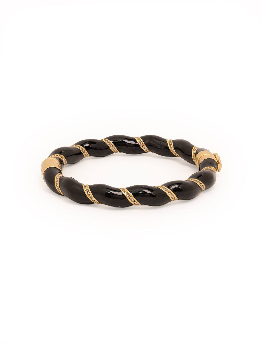 Clare V.'s enamel rope bangle in black.