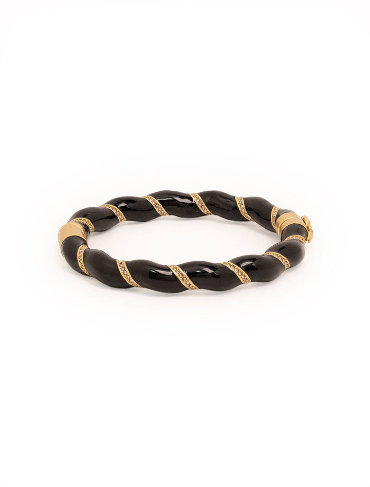 Clare V.'s enamel rope bangle in black.
