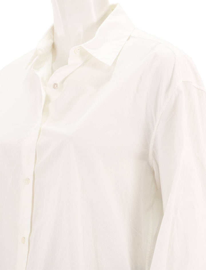 Close-up view of Nili Lotan's yorke shirt in white.