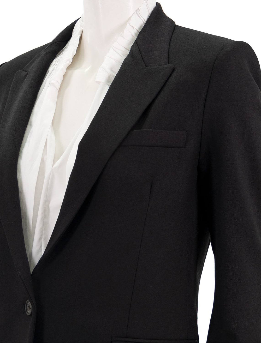 Close-up view of Nili Lotan's diane blazer in black.