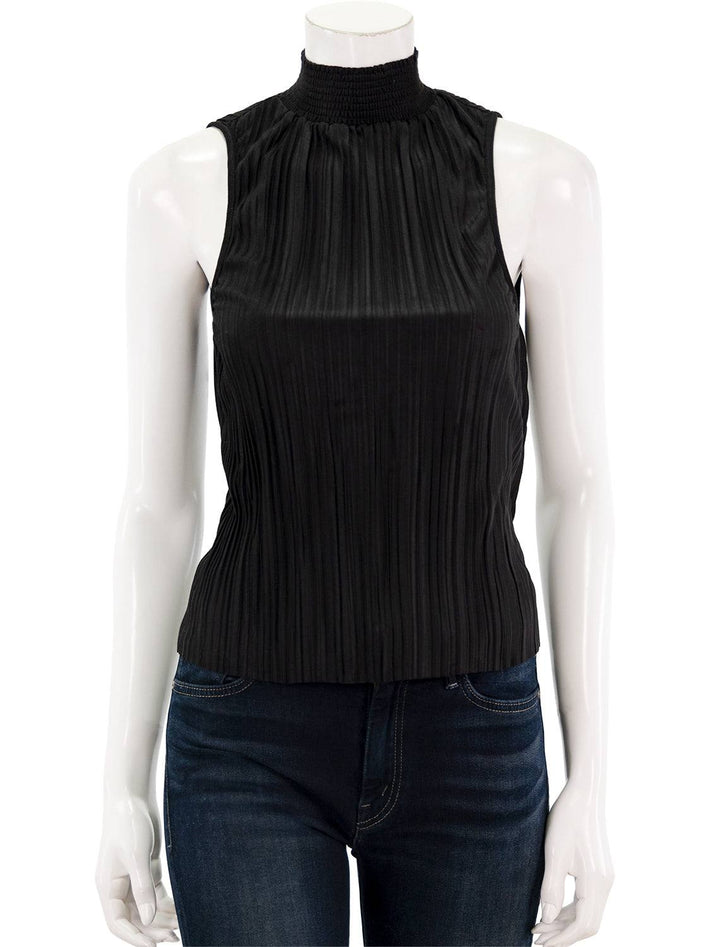 Front view of Sundays NYC's leisla top in black.