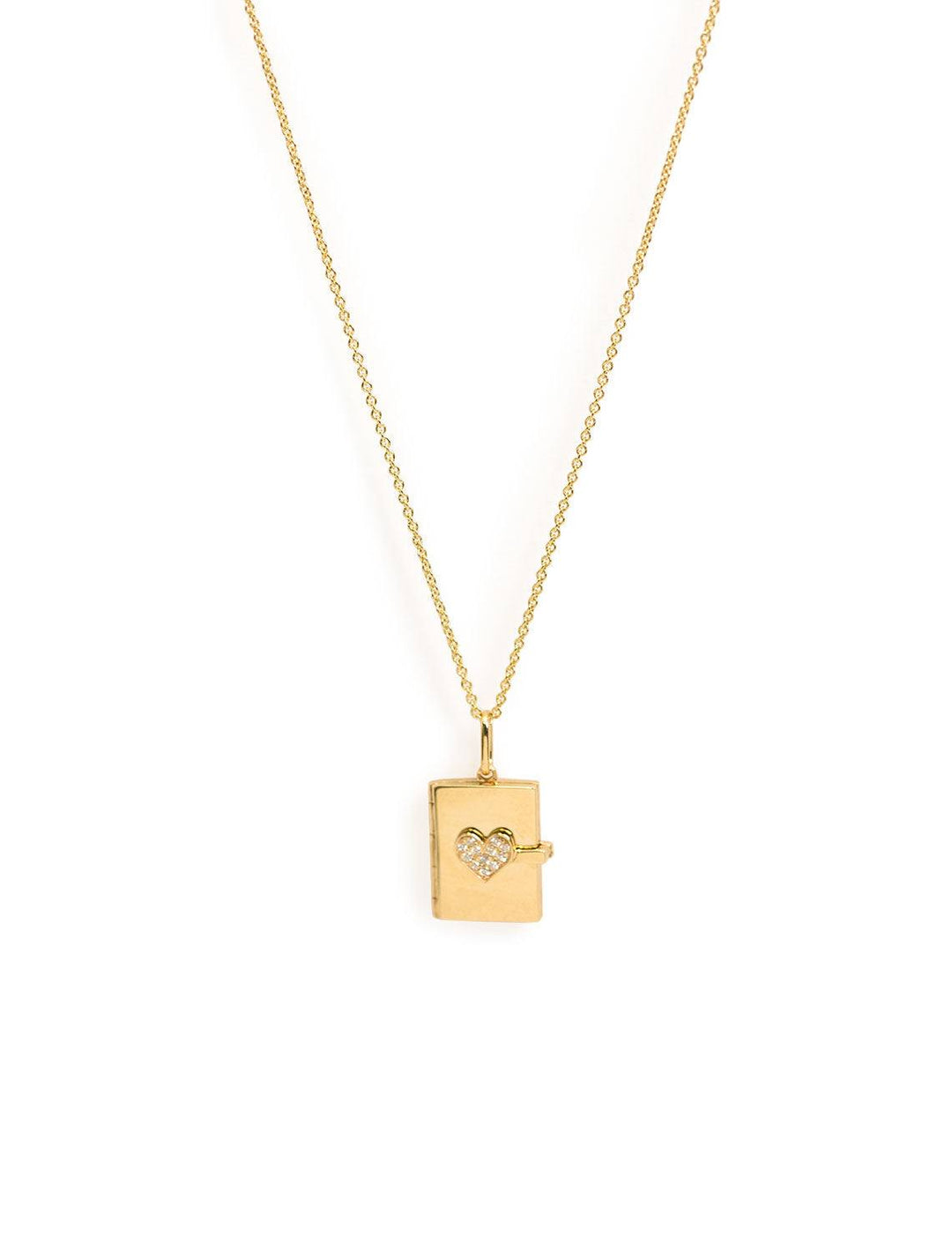 pave heart locket necklace on 20" medium chain