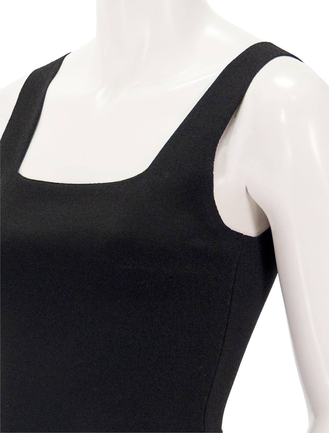 Close-up view of Vince's square neck sweater tank in black.