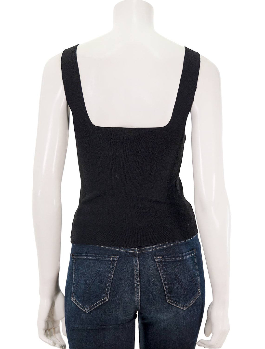 Back view of Vince's square neck sweater tank in black.