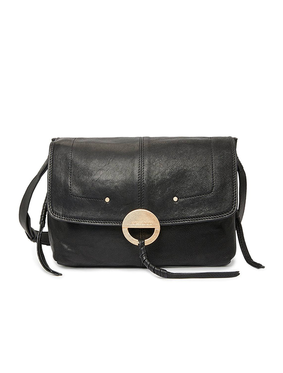 Front view of Vanessa Bruno's crossbody gm handbag in noir.