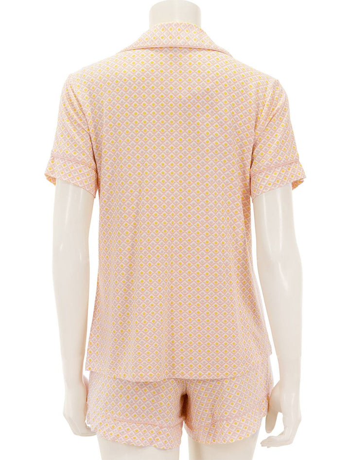Back view of Eberjey's gisele relaxed short pj set in geo tile rose.