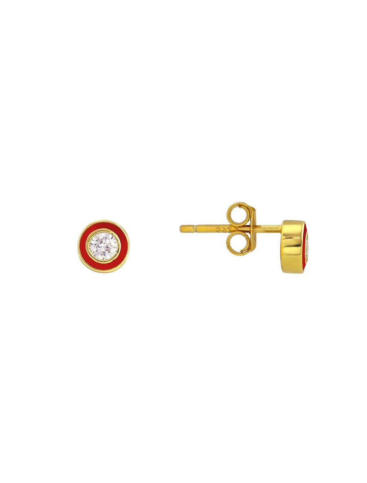 Kris Nations candy bezel studs with red enamel - Twigs