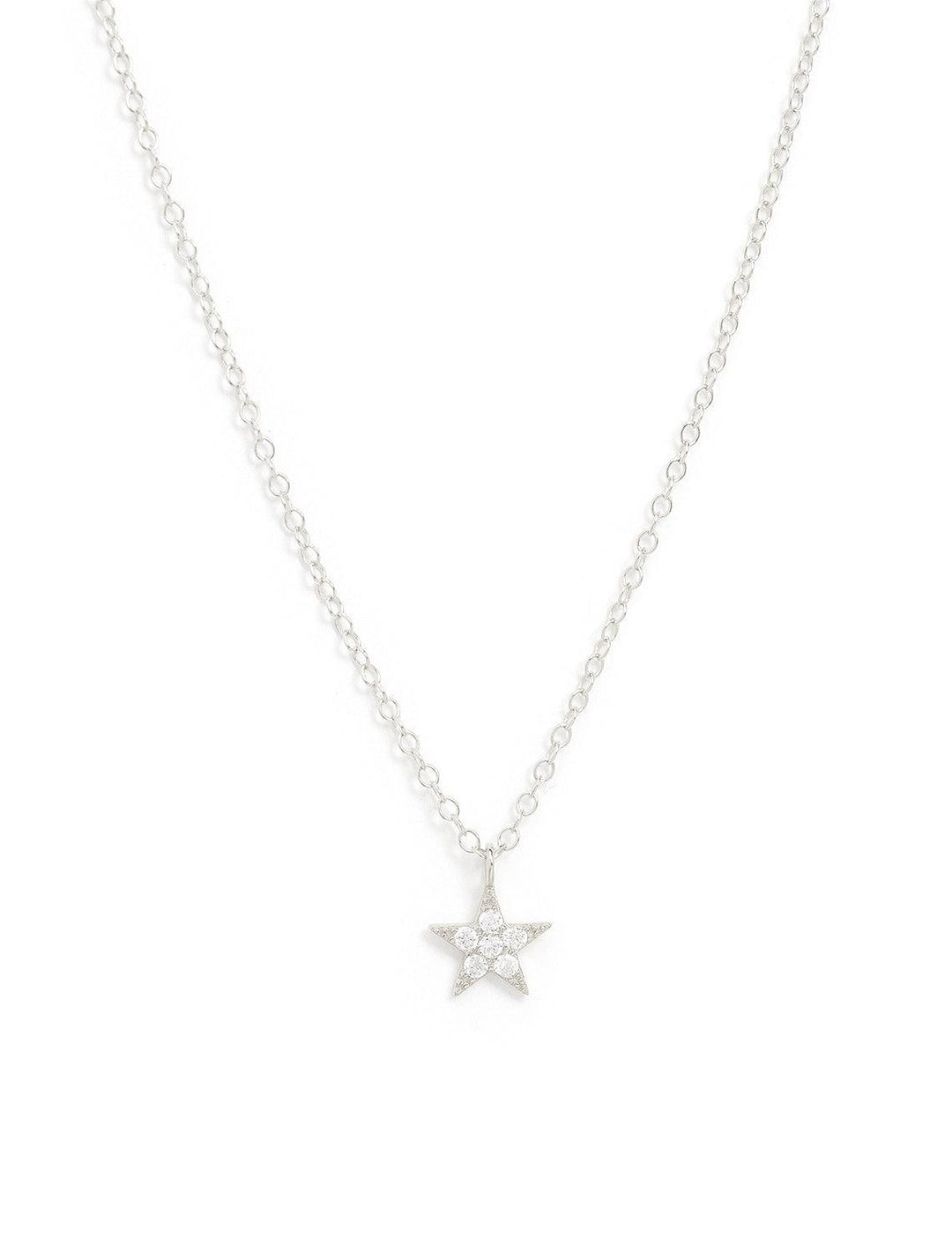 star crystal charm necklace in silver