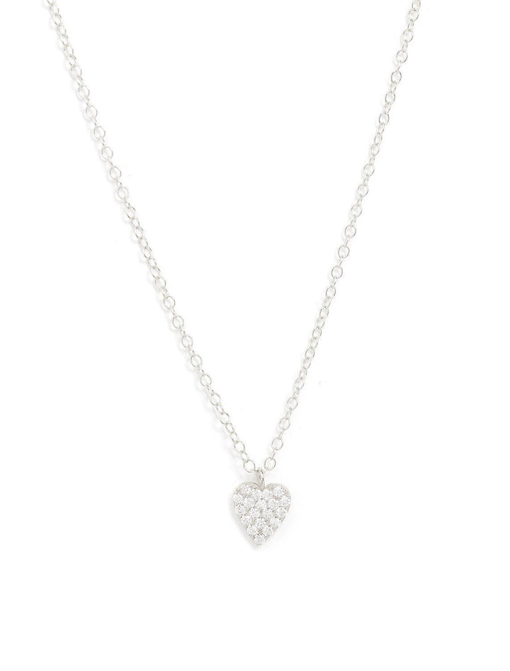 heart crystal charm necklace in silver