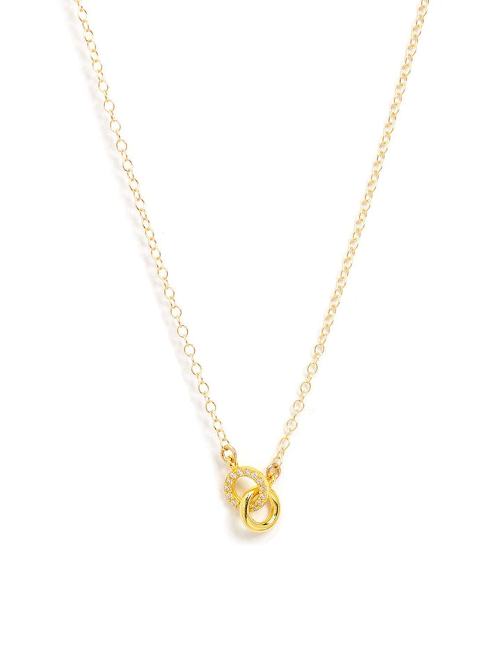 Kris Nations' double link crystal charm necklace in gold.