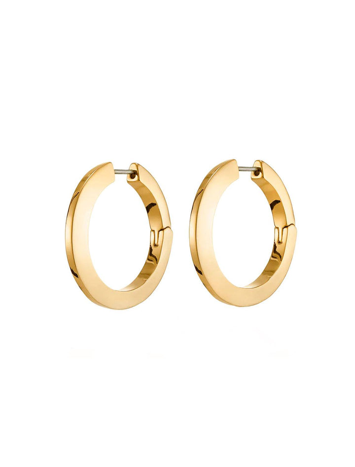 Front angle view of Jenny Bird's Toni Hinged Hoop Earrings in 14K Gold-Dipped Brass.