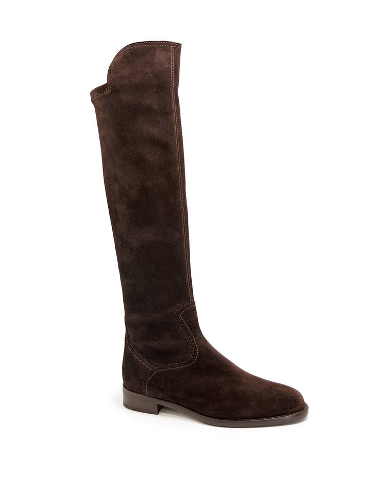 pull on boot in chocolate suede