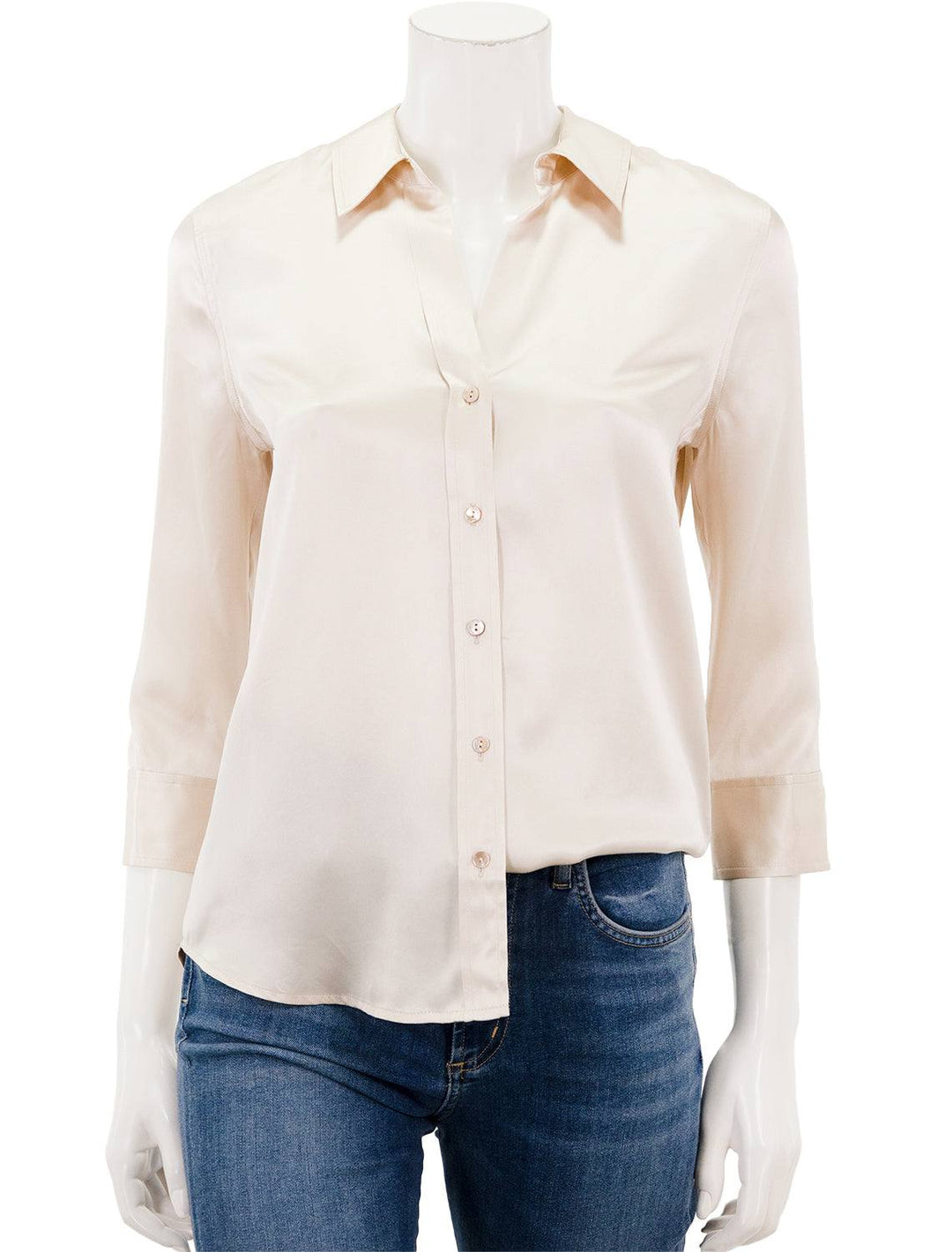 front view of dani blouse in champagne