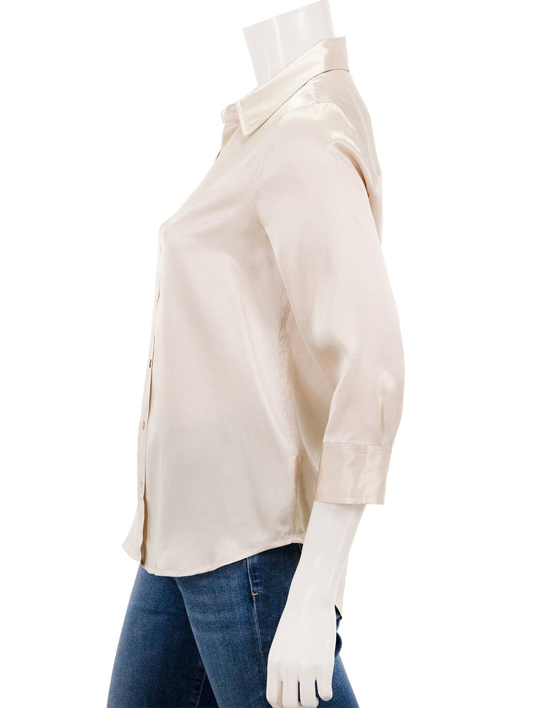 side view of dani blouse in champagne
