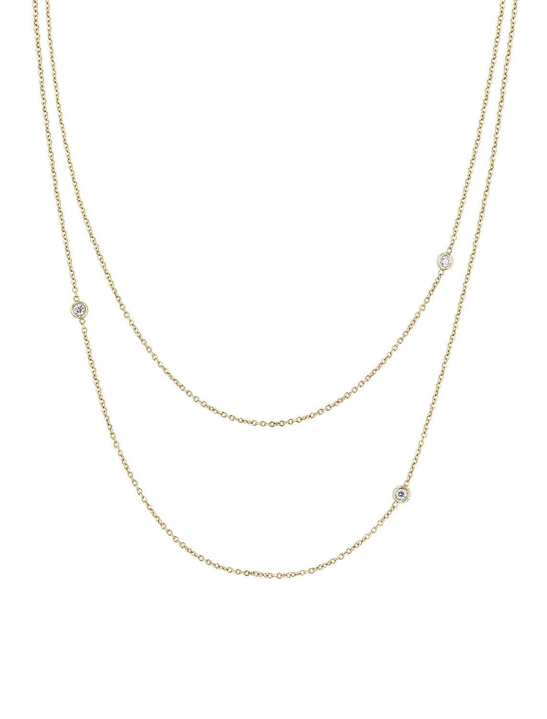 Front view of Zoe Chicco's 14K Double Layer Floating Diamonds Chain.