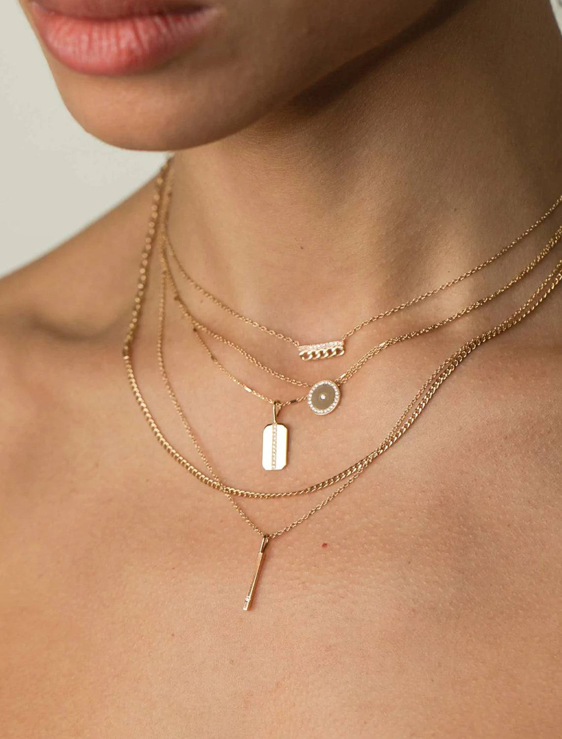 14K single diamond vertical bar pendant necklace Twigs