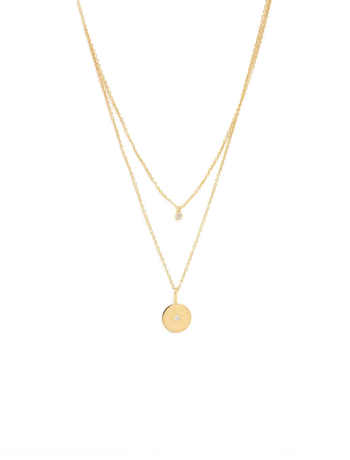Silver Layered Double Disc Pendant Necklace | Always Chic | SilkFred IE