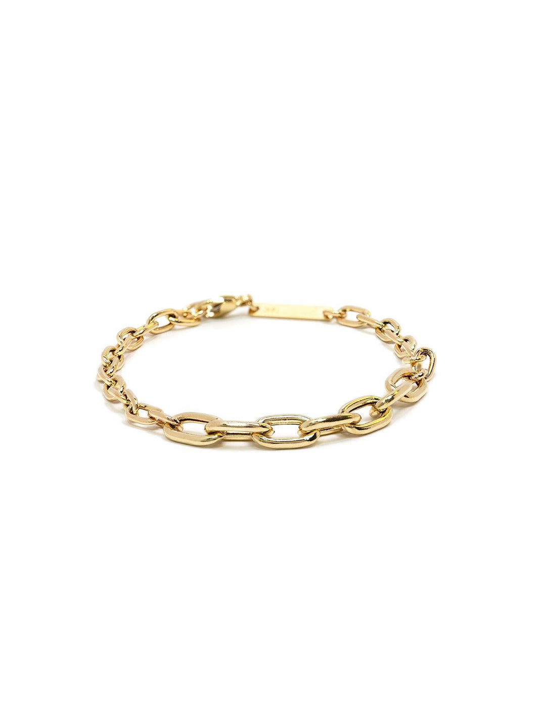 Front view of Zoe Chicco's 14k mixed medium and xl chain link bracelet | 6.5"