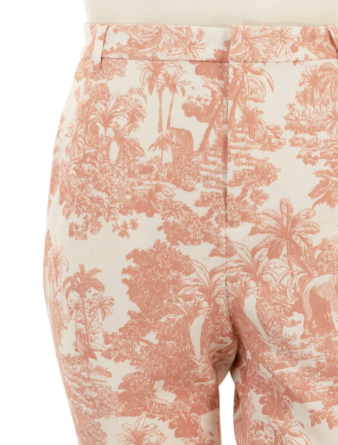 Close-up view of L'agence's ludivine trouser in rose multi toile.