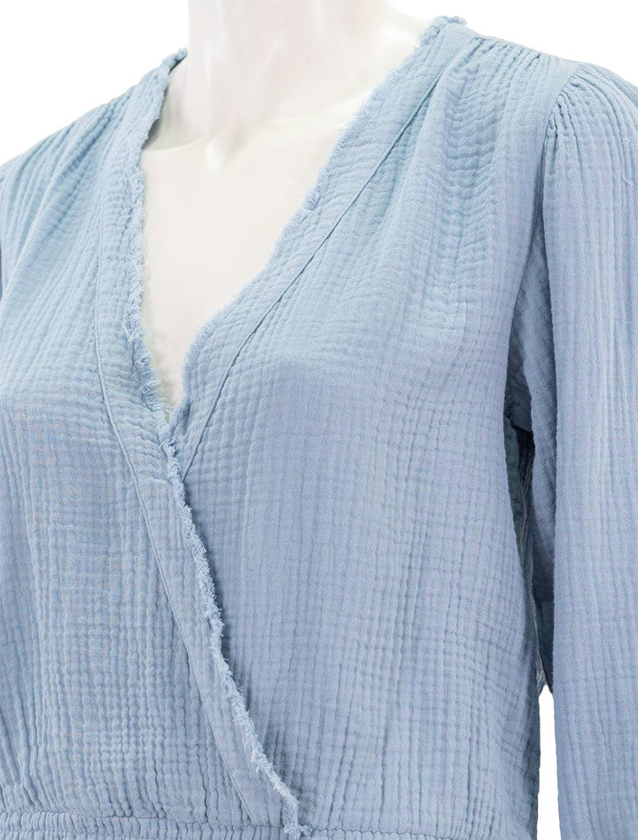 Close-up view of Sundays NYC's may top in dusty blue.