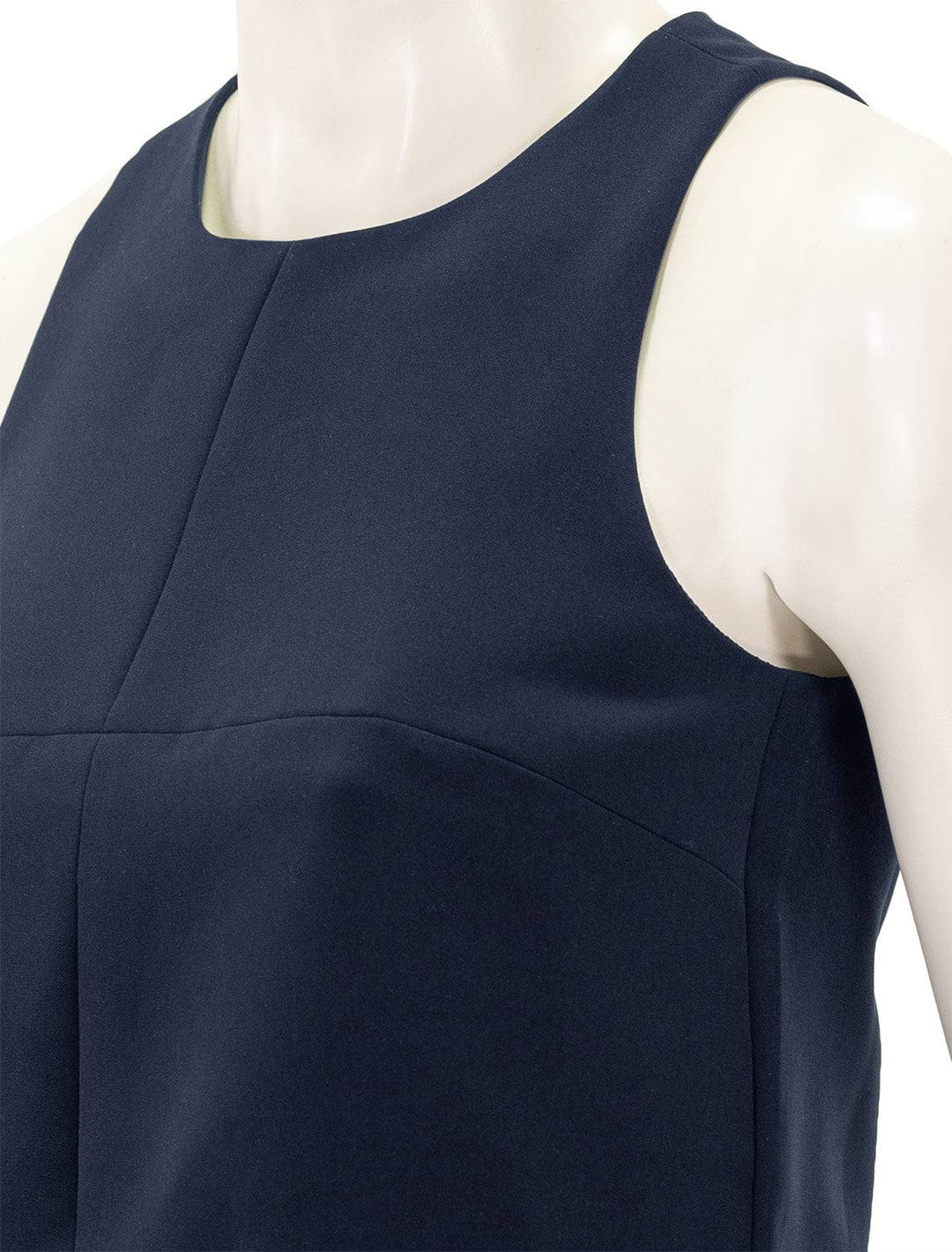 Close-up view of Sundays NYC's rae top in navy.