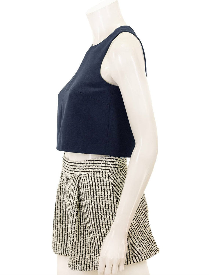 Side view of Sundays NYC's rae top in navy.