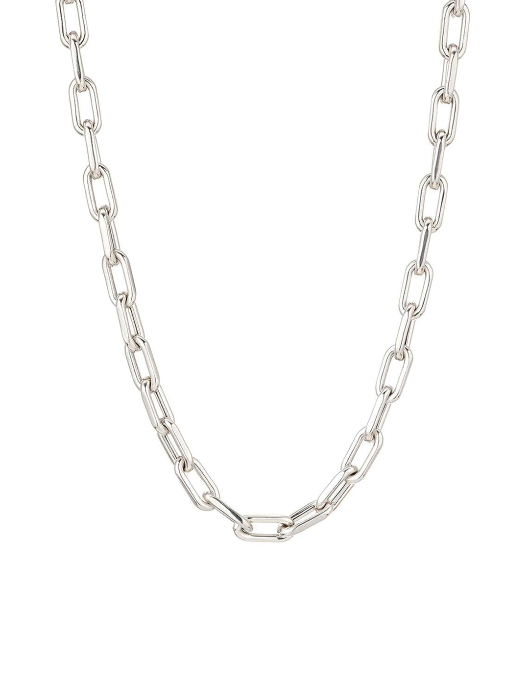Front view of Adina Reyter's 5.3mm wide 16" Italian chain link necklace in silver.