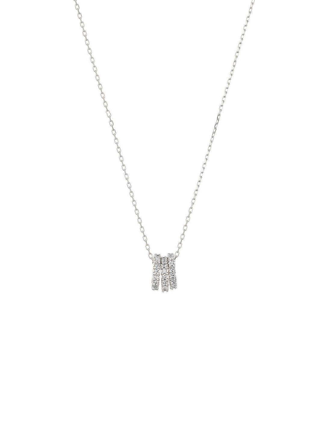 diamond three's company bead party necklace in silver