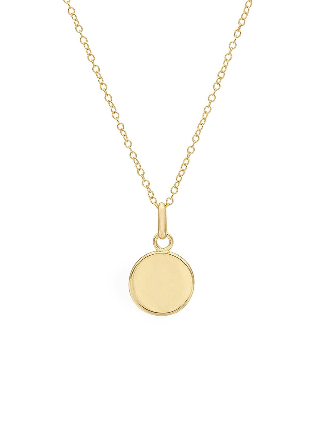 Back view of Anna Beck's Classic Medium Smooth Rim Circle Necklace in Gold.