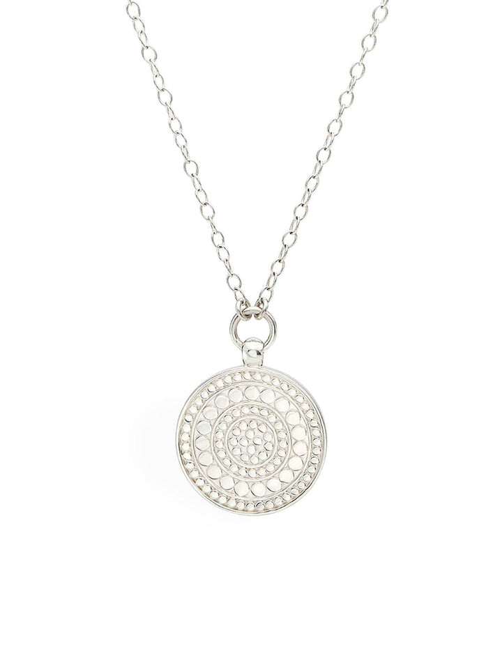 Back view of Anna Beck's Classic Reversible Disc Pendant Necklace in Two Tone.