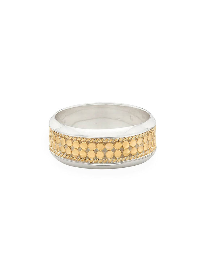 Front view of Anna Beck's Classic Wide Band Stacking Ring in Two Tone.