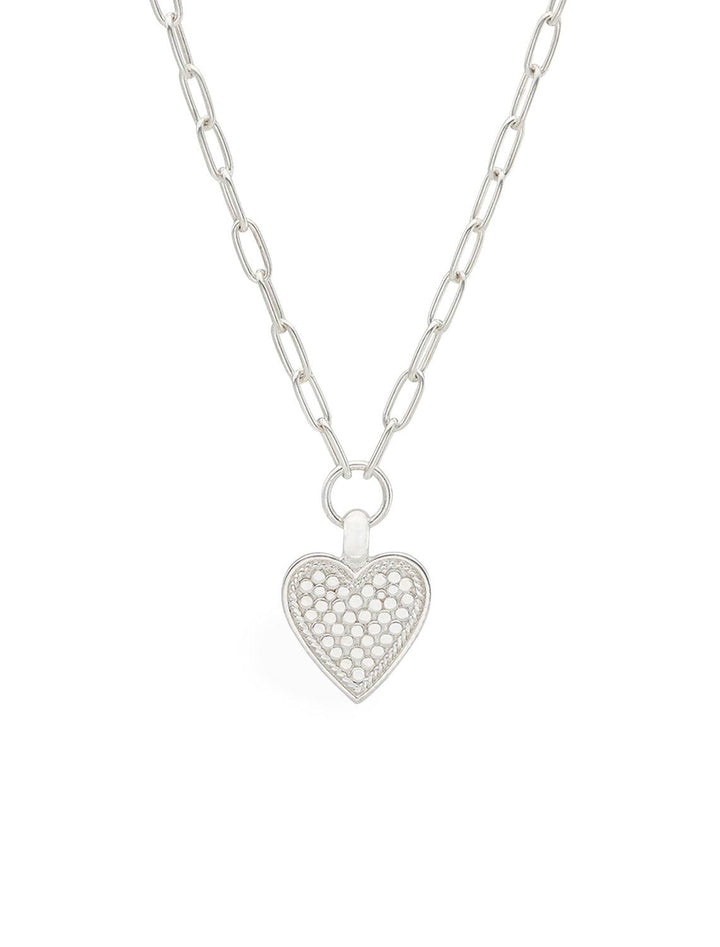 Front view of Anna Beck's Medium Heart Necklace in Silver.
