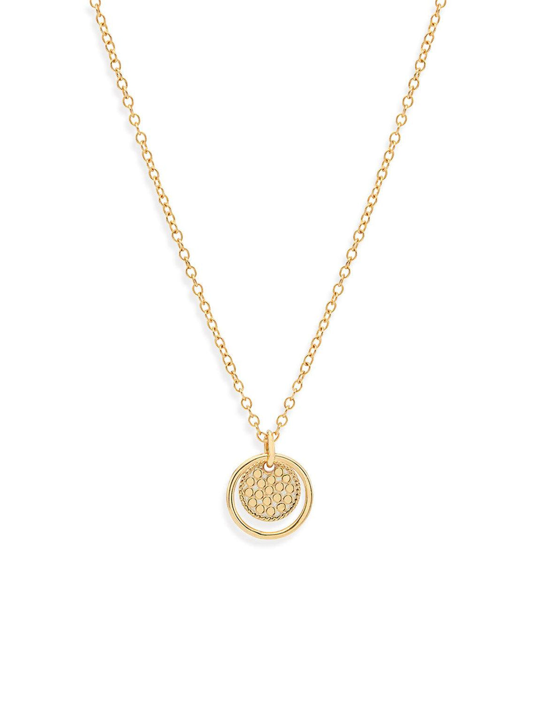 double circle engravable necklace in gold
