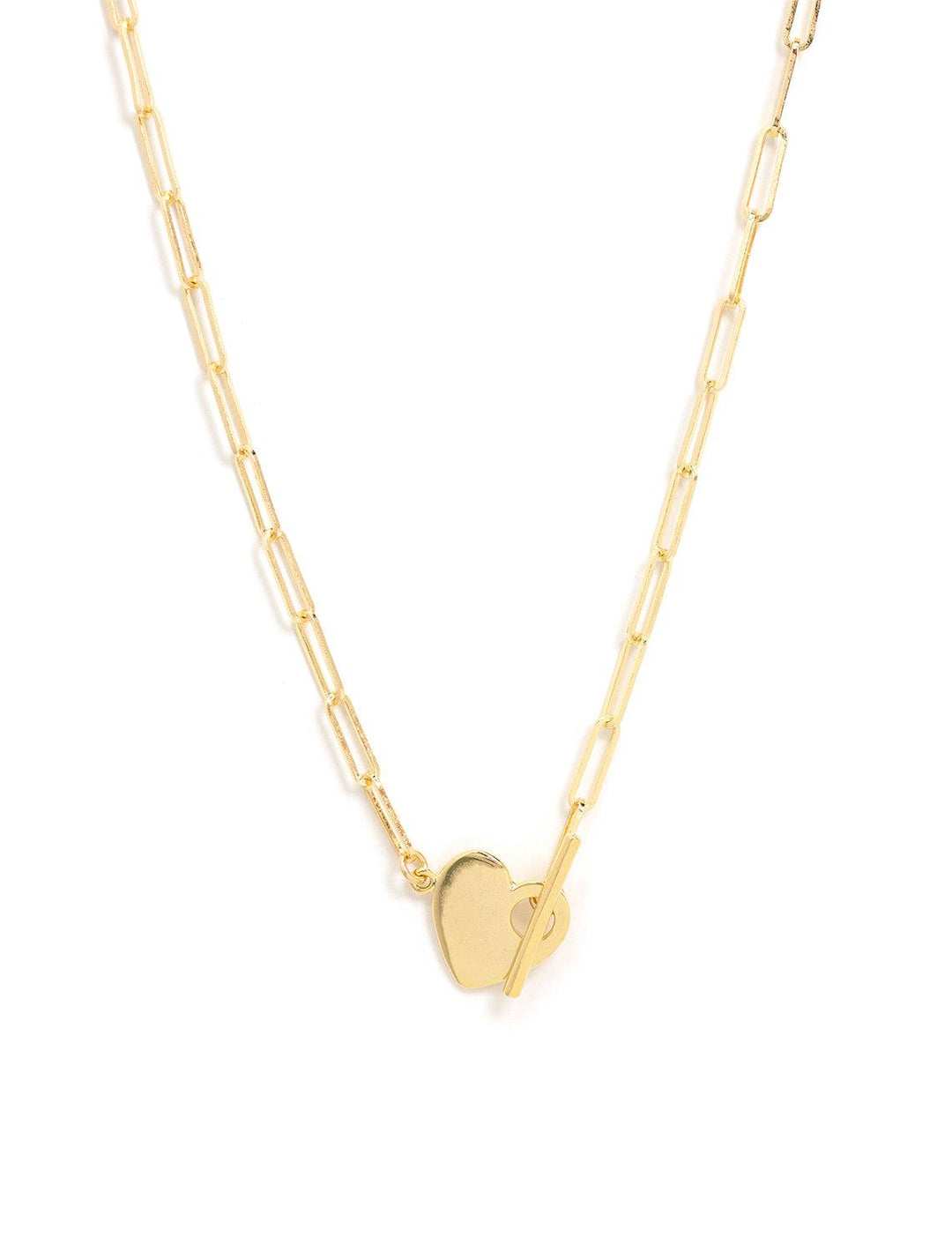 Marit Rae heart toggle with paperclip chain necklace in gold - Twigs