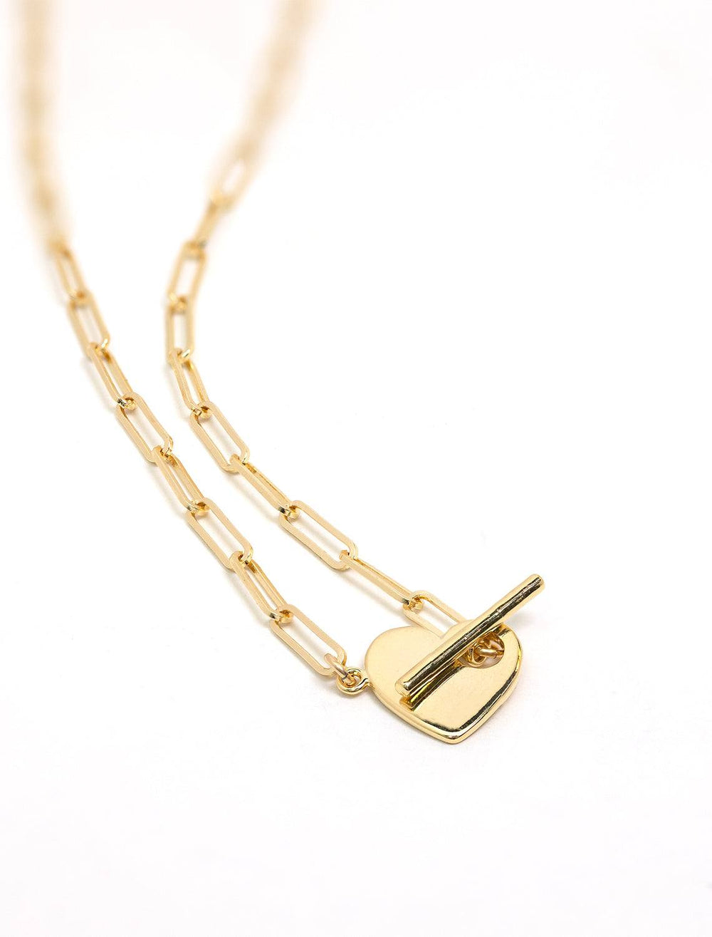 Marit Rae heart toggle with paperclip chain necklace in gold - Twigs