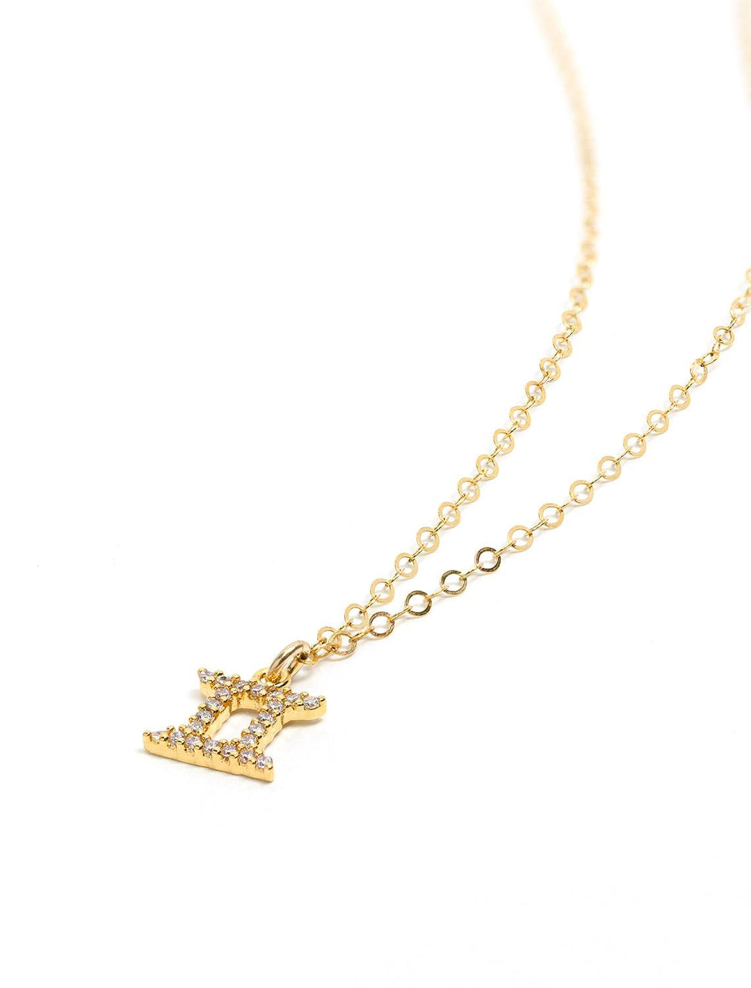 mini pave zodiac necklace | gemini
