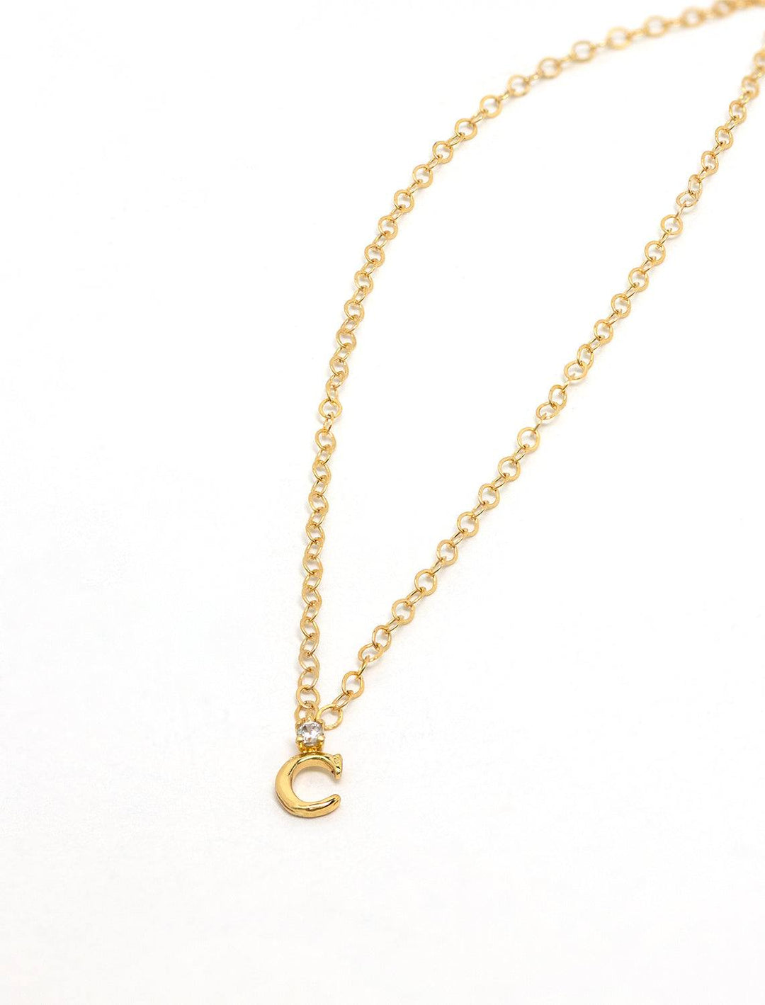 initial and cz necklace in gold | C (2)