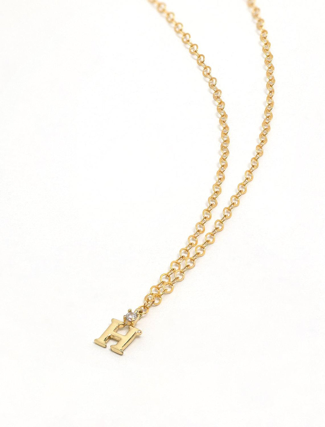initial and cz necklace in gold | H (2)
