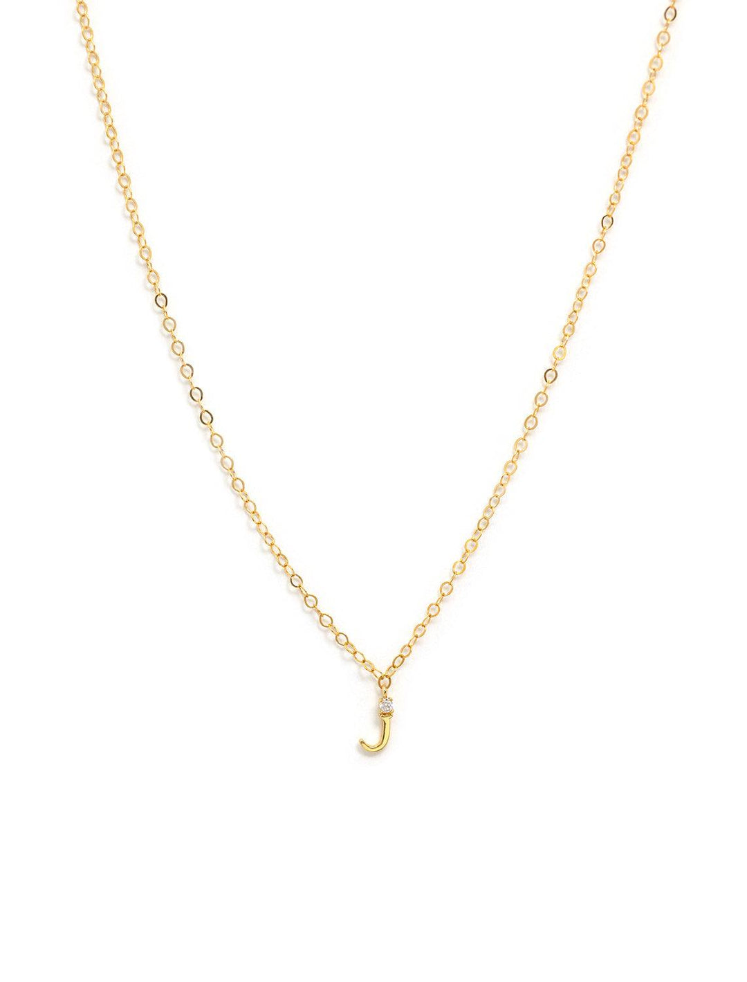 initial and cz necklace in gold | J