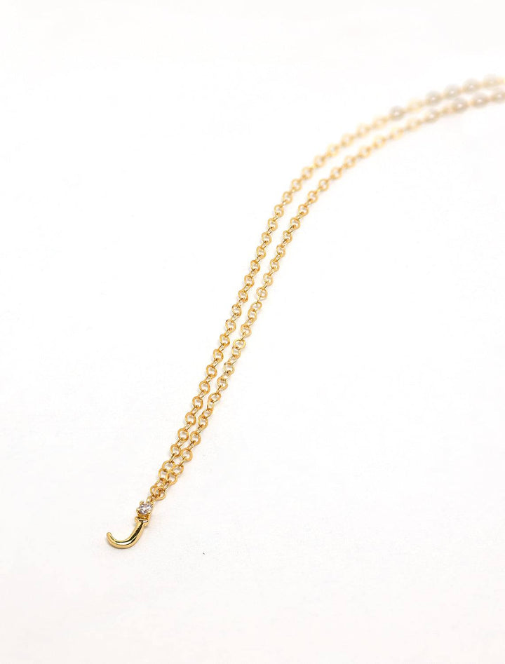 initial and cz necklace in gold | J (2)
