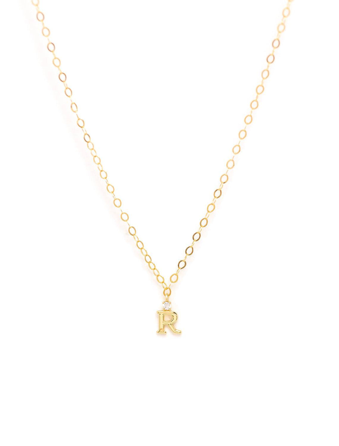 Marit Rae initial and cz necklace in gold | R - Twigs