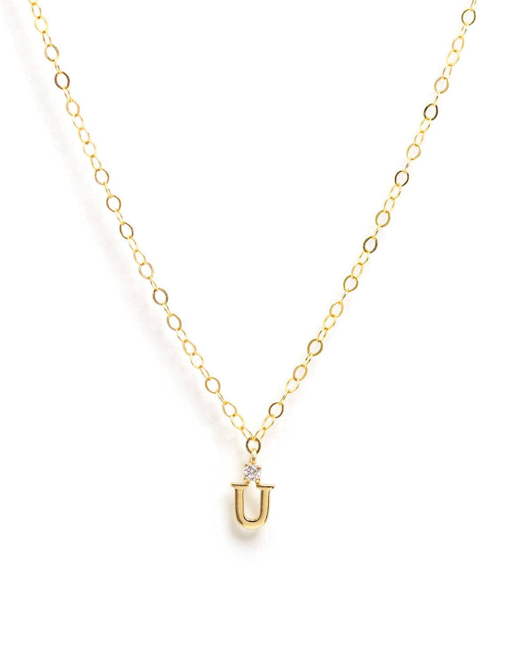 Marit Rae initial and cz necklace in gold | U - Twigs