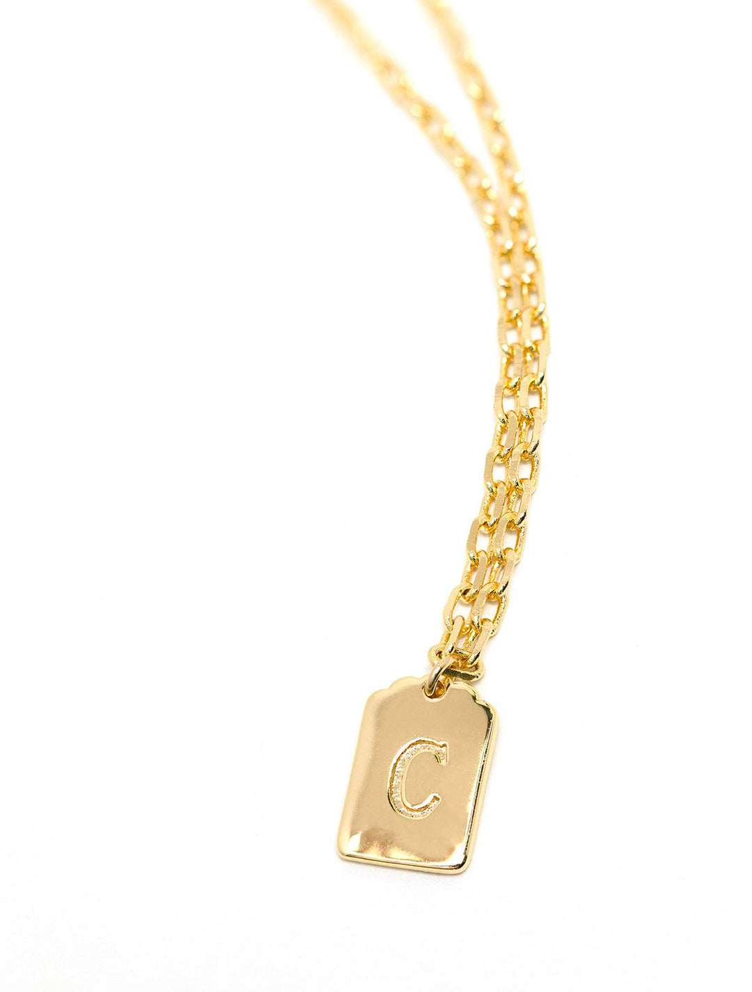 initial tag pendant necklace in gold | C (2)