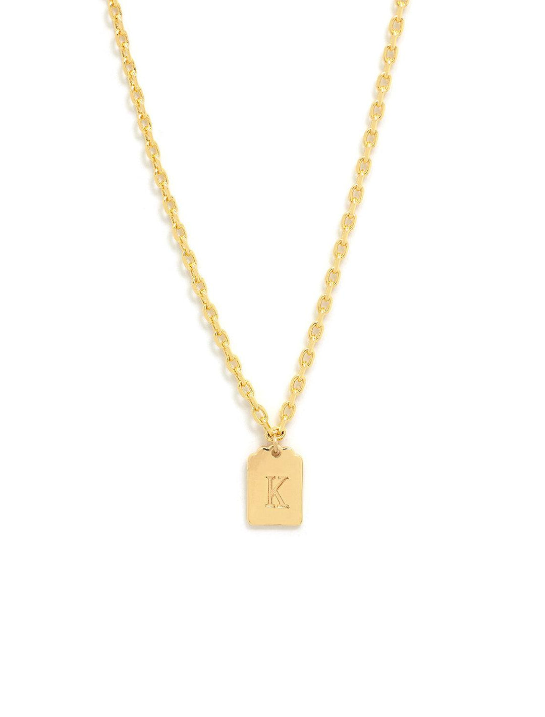 initial tag pendant necklace in gold | K
