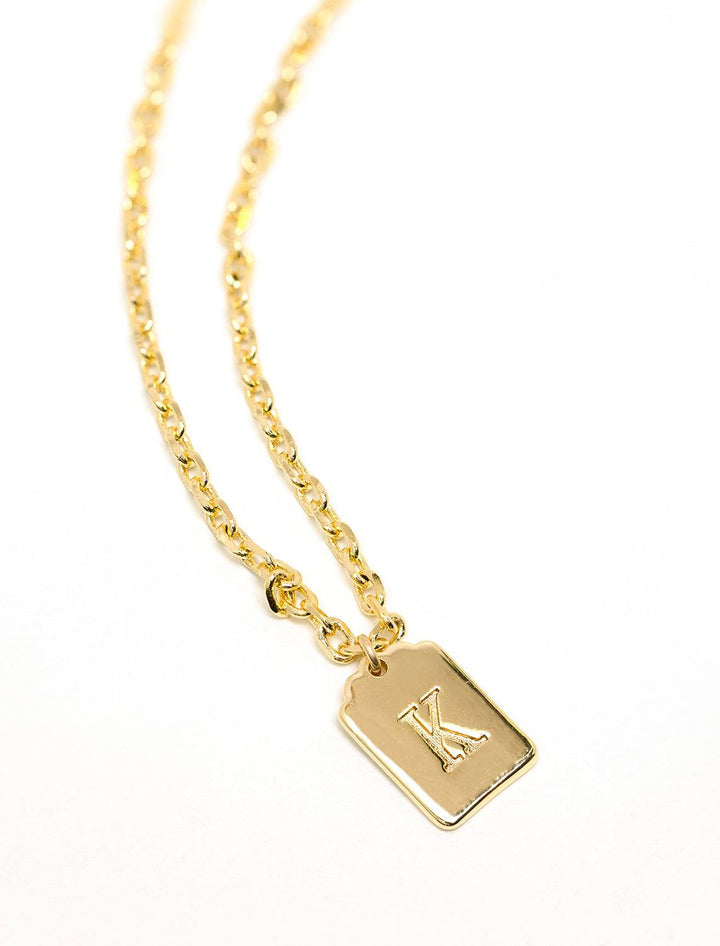 initial tag pendant necklace in gold | K (2)