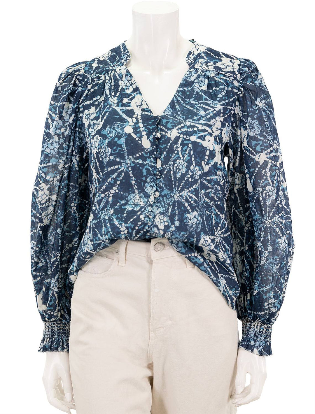 Front view of Marie Oliver's imogen blouse in Batik Floral.