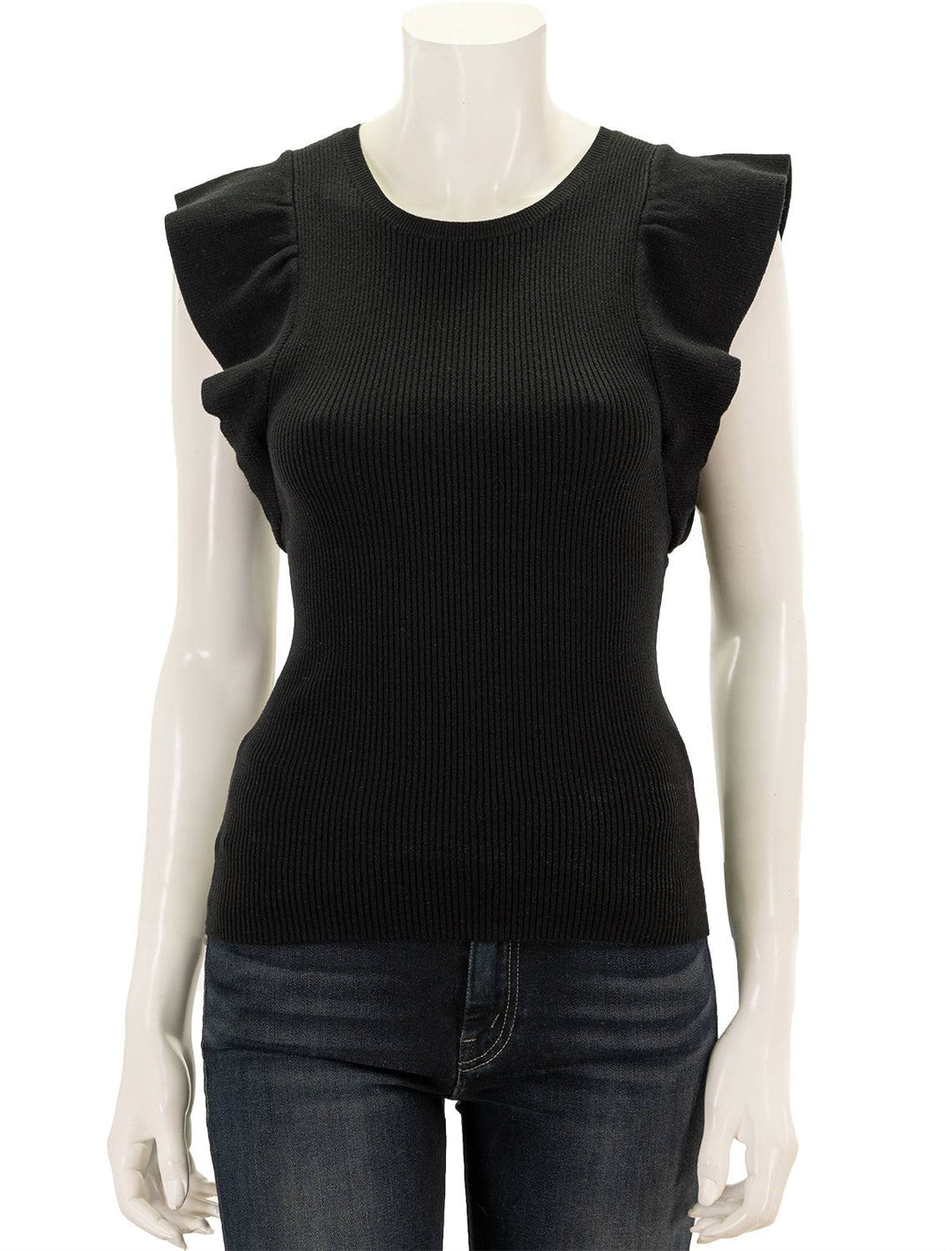 Front view of Marie Oliver's rory top in black.